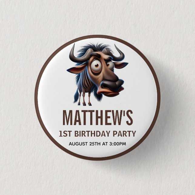 Bóton Redondo 2.54cm Cute Crazy Cheetah Farm Theme 1st Birthday (Frente)