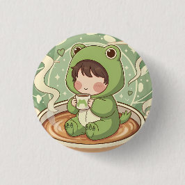 Bóton Redondo 2.54cm Cute Froggy Coffee Tale Design
