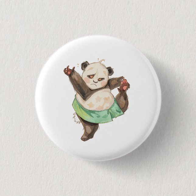 Bóton Redondo 2.54cm Cute Funny Panda Ballerina Pin Button Badge (Frente)