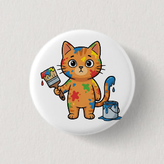Bóton Redondo 2.54cm Cute Painter Cat Button