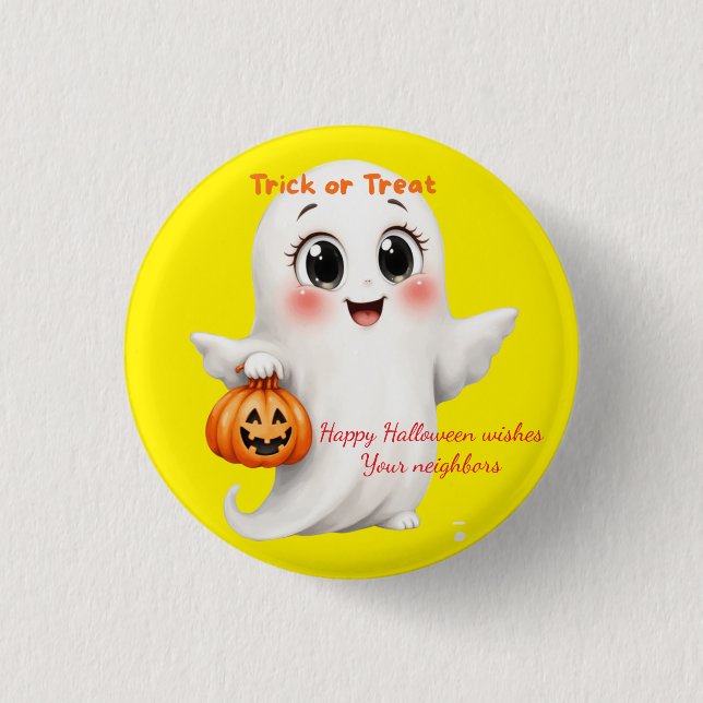 Bóton Redondo 2.54cm Cute sticker happy Halloween with adjustable text  (Frente)