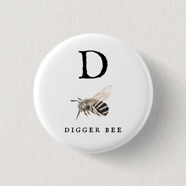 Bóton Redondo 2.54cm "D" Digger Bee (Frente)