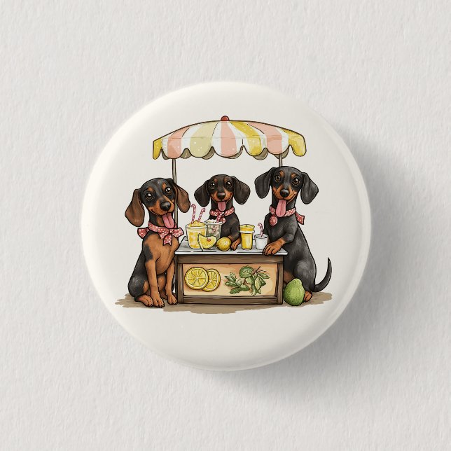 Bóton Redondo 2.54cm Dachshund Dogs Lemonade Stand (Frente)