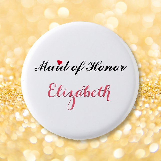 Bóton Redondo 2.54cm Dama de Honra do Casamento Festa de Despedida de S (Maid of Honor Wedding Bridal Bachelorette Party Pinback Button)