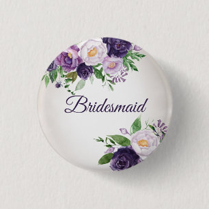 Bóton Redondo 2.54cm Damas de honra com lavanda roxa e verde floral