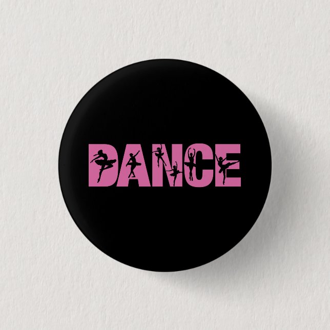 Bóton Redondo 2.54cm Dança Rosa com Recortes de Bailarina (Frente)