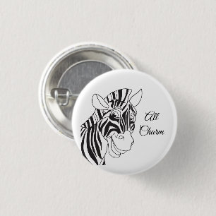 Bóton Redondo 2.54cm De "na moda preto & branco da zebra bonita todo o