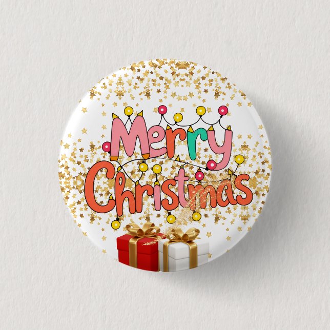 Bóton Redondo 2.54cm Decoração Festiva de Natal  (Frente)