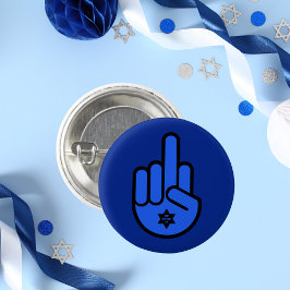 Bóton Redondo 2.54cm Dedo Médio Hamsa com Estrela de David Judeu