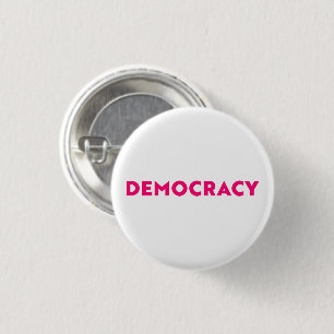 Bóton Redondo 2.54cm Democracia moderna tipografia rosa-quente e branca