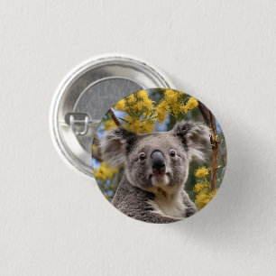 Bóton Redondo 2.54cm "Descansado no Dourado: uma Koala em uma árvore de