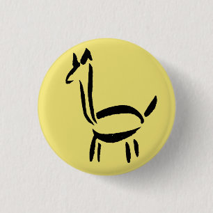 Bóton Redondo 2.54cm Desenho à Pincel Llama Alpaca Cavalo Animal
