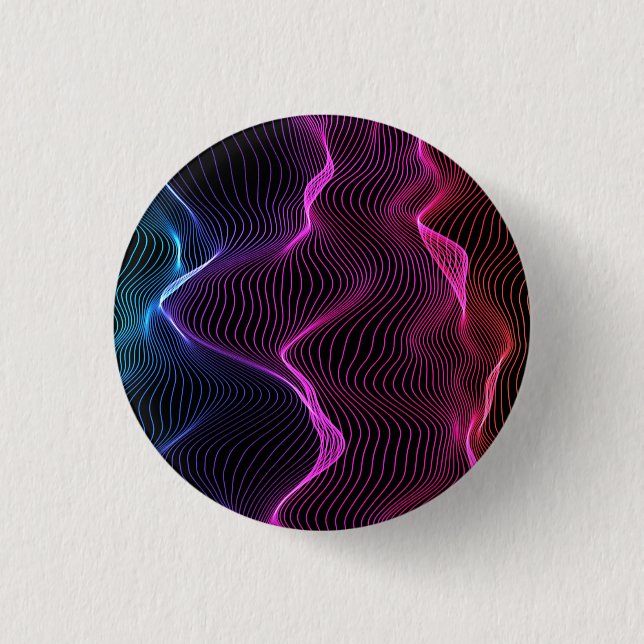 Bóton Redondo 2.54cm Desenho circular com linhas onduladas vibrantes em (Frente)