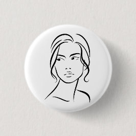 Bóton Redondo 2.54cm Desenho da face de uma mulher de linha 4