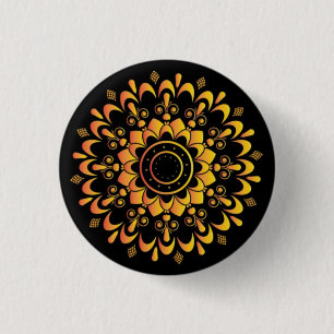 Bóton Redondo 2.54cm Desenho de Mandala Único Dourado-95747
