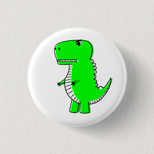 Bóton Redondo 2.54cm Desenho do Dinossauro Verde 
