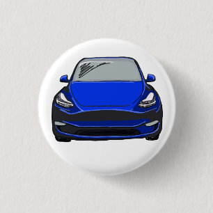 Bóton Redondo 2.54cm Desenho do veículo elétrico azul SUV
