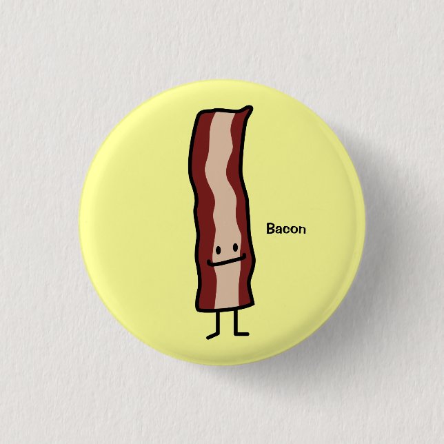 Bóton Redondo 2.54cm Design clássico do Smirk feliz do bacon (Frente)