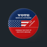 Bóton Redondo 2.54cm Design de Bandeira Americana, Anúncio de Campanha<br><div class="desc">Design de Bandeira Americana,  Crachá de Publicidade da Campanha Política pela Loja Cartão de visita.</div>