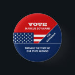 Bóton Redondo 2.54cm Design de Bandeira Americana, Anúncio de Campanha<br><div class="desc">Design de Bandeira Americana,  Crachá de Publicidade da Campanha Política pela Loja Cartão de visita.</div>