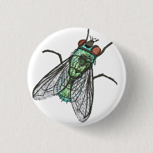Bóton Redondo 2.54cm Design de bordado de máquina de mosca verde realis