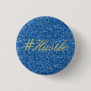 Bóton Redondo 2.54cm Design de brilho azul Hustle Faux