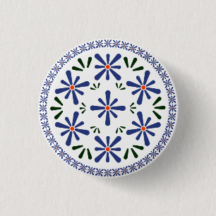 Bóton Redondo 2.54cm Design de cerâmica tradicional polonesa.