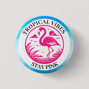 Bóton Redondo 2.54cm Design de Círculo de Verão Flamingo Rosa-68730