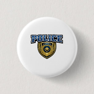 Bóton Redondo 2.54cm Design de Texto em Negrito de Insígnia da Polícia