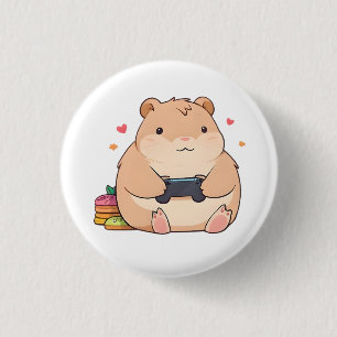 Bóton Redondo 2.54cm Design Kawaii Capivara Gamer Fofa