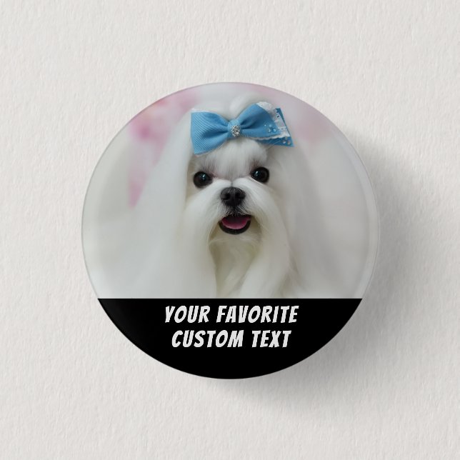 Bóton Redondo 2.54cm Design Pequeno Fofo com Foto e Texto Personalizado (Frente)