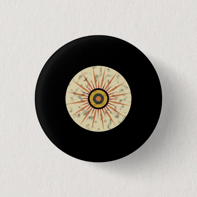 Bóton Redondo 2.54cm Design Retro Boho de Explosão Solar (Frente)