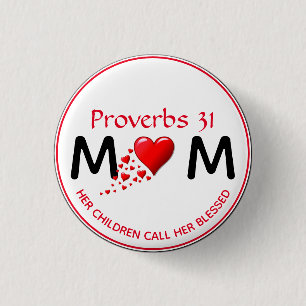 Bóton Redondo 2.54cm Dia de as mães de Coração Vermelho MÃE PROVERB
