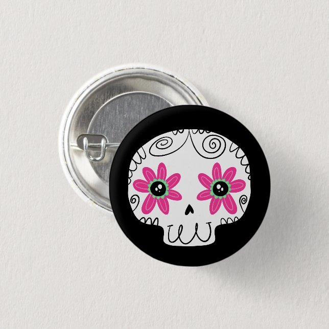 Bóton Redondo 2.54cm Dia do Crânio dos Mortos (Frente & Verso)