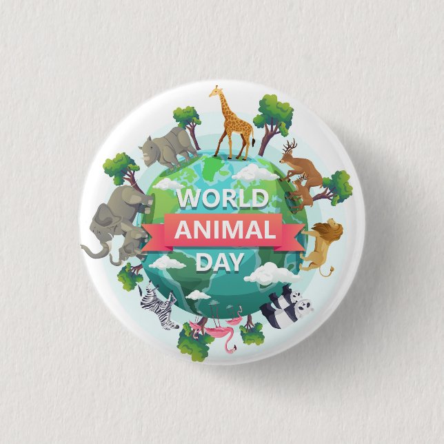 Bóton Redondo 2.54cm Dia Mundial dos Animais (Frente)