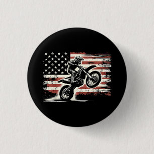 Bóton Redondo 2.54cm Dirt Bike American Flag Motocross Biker Vintage EU