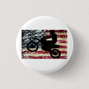 Bóton Redondo 2.54cm Dirt Bike USA Flag T-Shirt Motocross American Flag