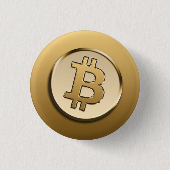 Bóton Redondo 2.54cm Distintivo de Bitcoin de ouro (Frente)