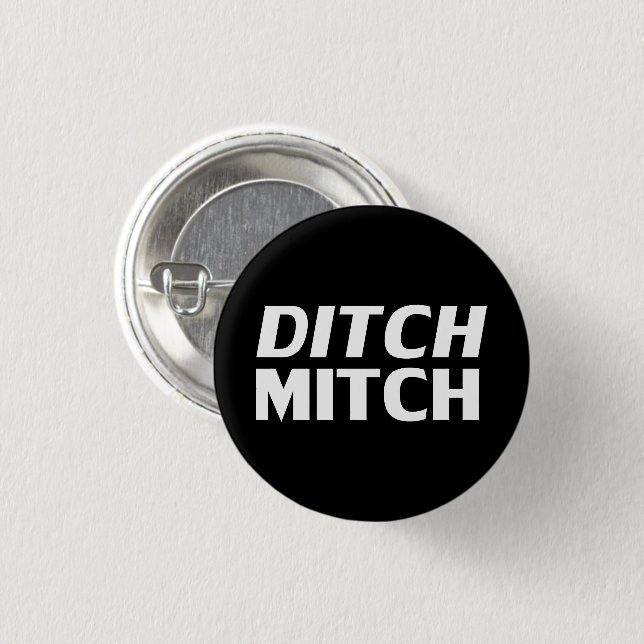 Bóton Redondo 2.54cm Ditch Mitch preto branco, tipografia moderna engra (Frente & Verso)