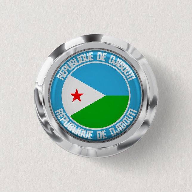 Bóton Redondo 2.54cm Djibouti Round Emblem (Frente)