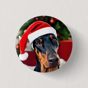Bóton Redondo 2.54cm Doberman Christmas