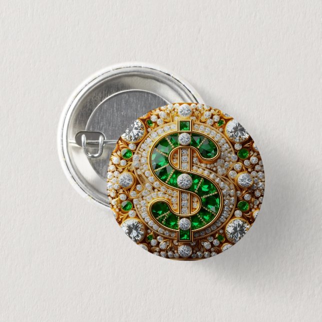 Bóton Redondo 2.54cm Dollar Sign Button (Frente & Verso)