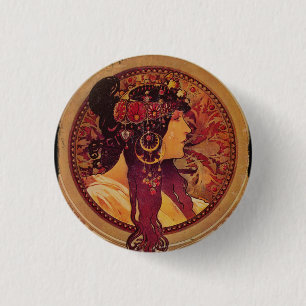 Bóton Redondo 2.54cm Donna Orechini com cabelo vermelho