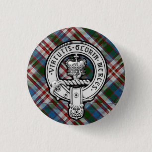 Bóton Redondo 2.54cm Donnachaidh (Robertson) Crachá de Tartan Crest