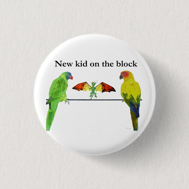 Bóton Redondo 2.54cm Dragão com pássaros (Frente)