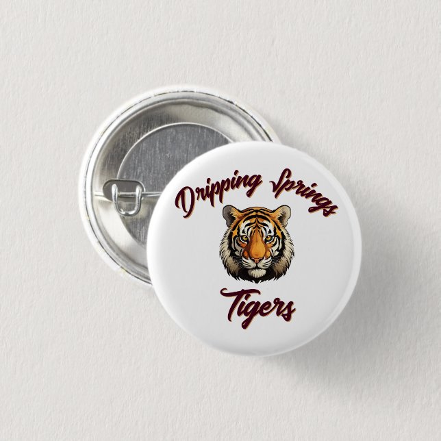 Bóton Redondo 2.54cm Dripping Springs Tigers School Spirit Pin (Frente & Verso)