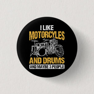 Bóton Redondo 2.54cm Drummer Drummer Eu Gosto De Motociclos E Tambores