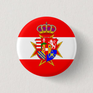 Bóton Redondo 2.54cm Ducado grande da bandeira branca vermelha de