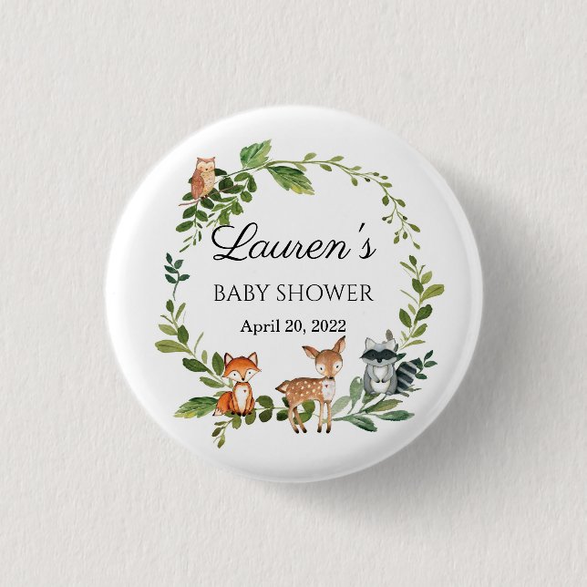 Bóton Redondo 2.54cm Ducha bebé de Woodland (Frente)