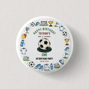 Bóton Redondo 2.54cm É hora do jogo de futebol, 1º aniversário - Crianç